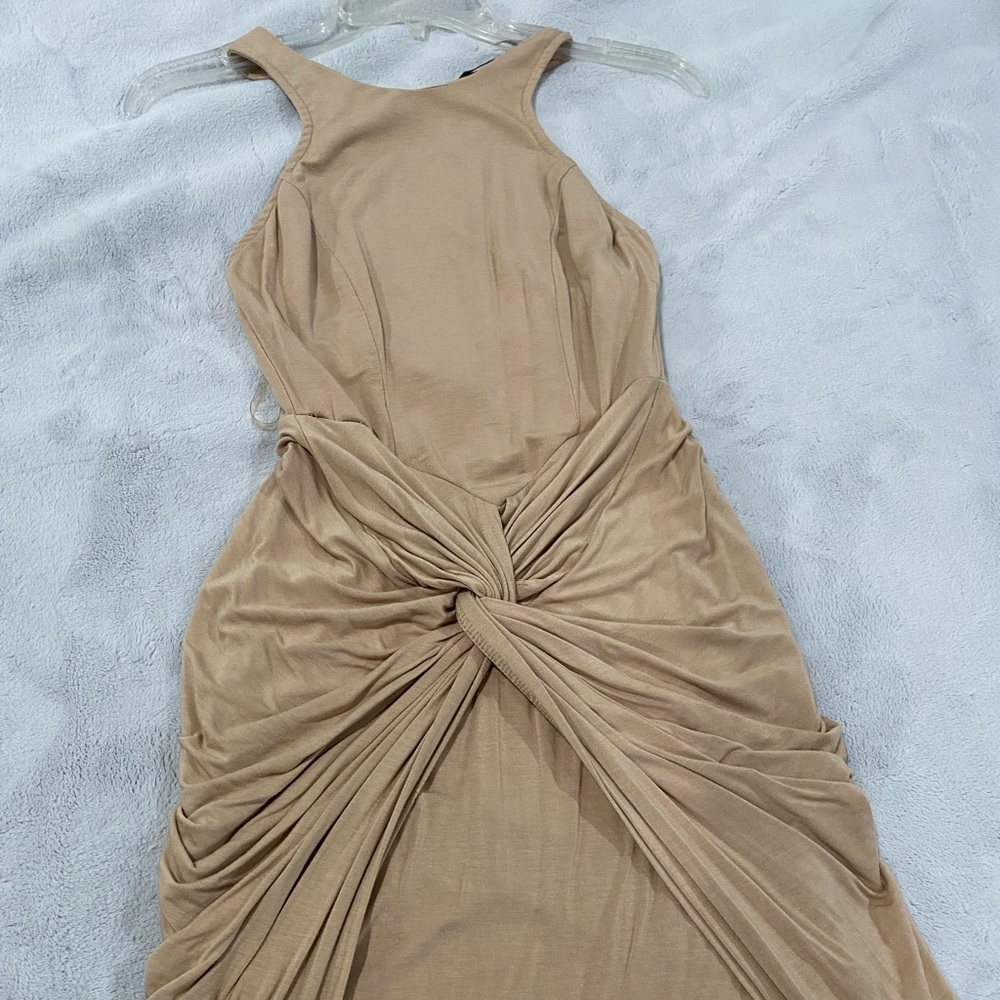Sexy high low nude dress
